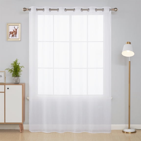 Deconovo Wide Sheer Curtain Grommet White Voile Drape Curtain for Bedroom 1 Panel 80x84 inch