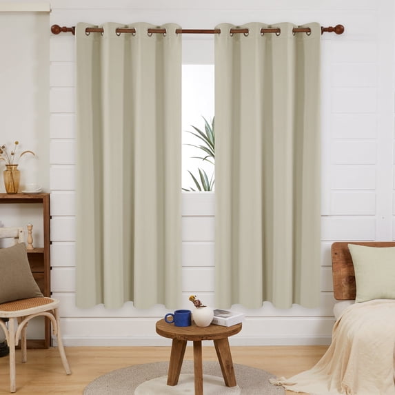 Deconovo Window Thermal Insulated Grommet Blackout Curtain Panels for Bedroom 52Wx72L inch Beige 2 Panels