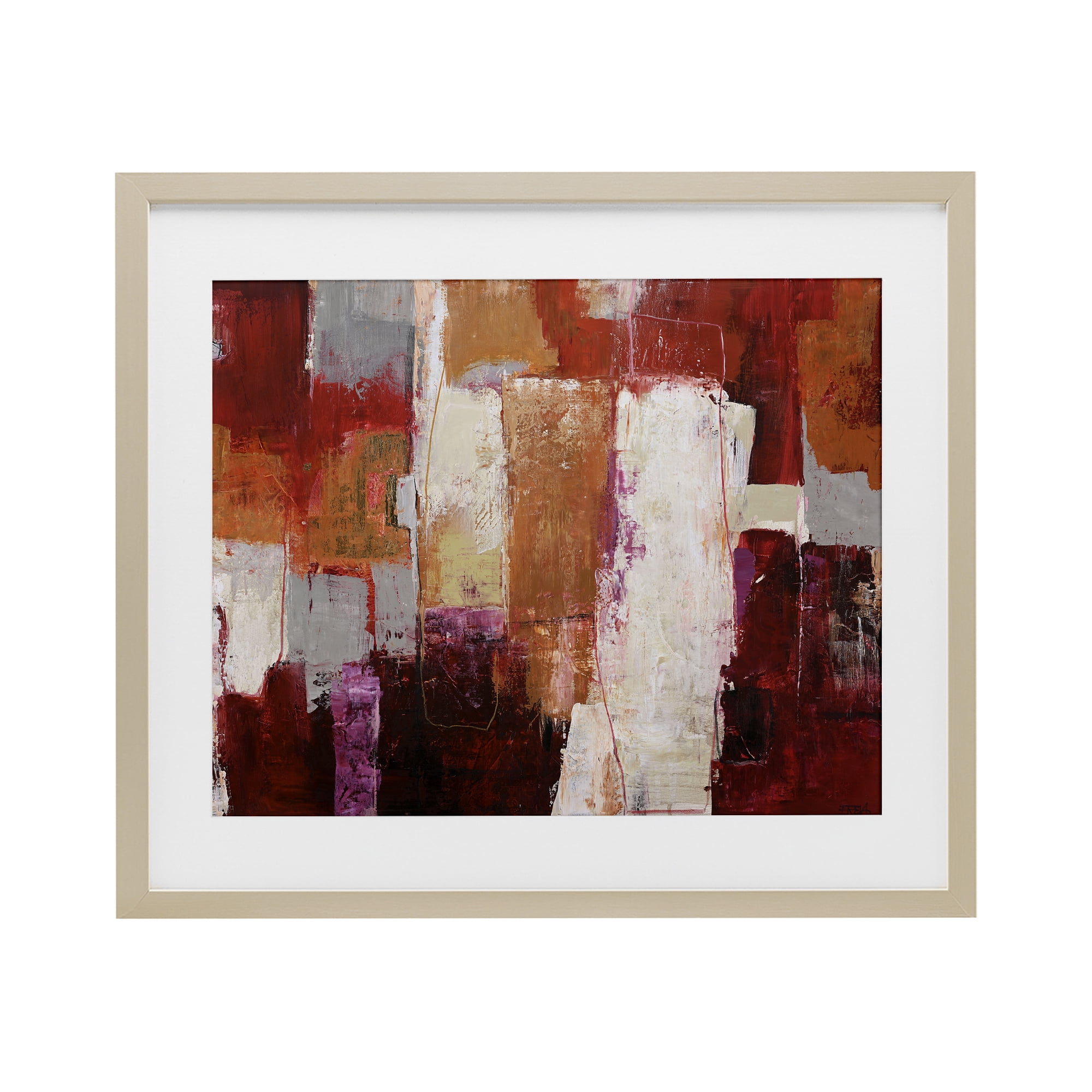 Deconstructed City Abstract Birch Framed Print Under Glass, design by Design Fabrikken