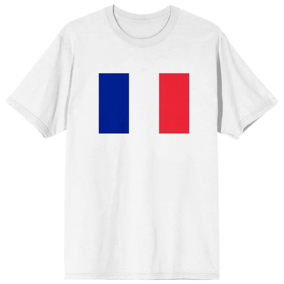 Deconstructed French Flag on White Ground Adult Crew Neck Short Sleeve T-shirt - 6XL