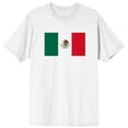thumbnail image 1 of Deconstructed Mexican Flag on White Ground Adult Crew Neck Short Sleeve T-shirt - XXL, 1 of 7