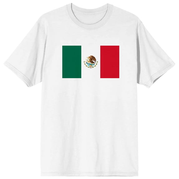 Deconstructed Mexican Flag on White Ground Adult Crew Neck Short Sleeve T-shirt - XXL