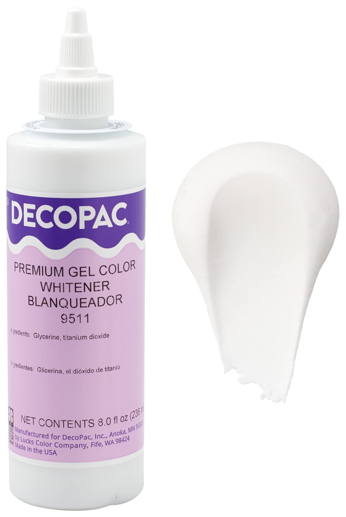 Decopac Premium Gel, Whitener, 8 Oz - Food Color, Edible Coloring For