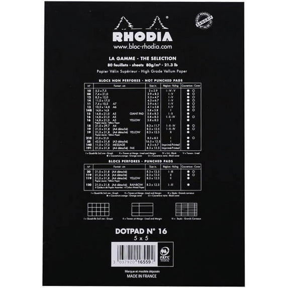 Decopatch 16559 6 x 8.25 in. Rhodia Dot Pad, Black