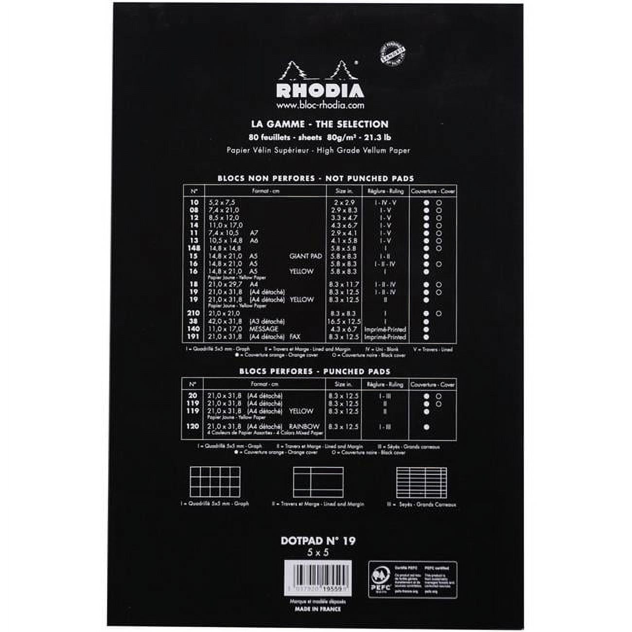 Decopatch 19559 8 x 12 in. Rhodia Dot Pad, Black