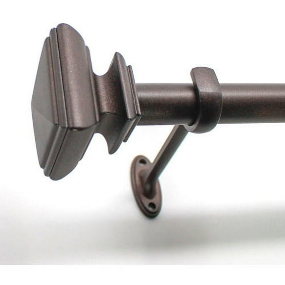 Decopolitan 0.87" Toasted Copper Ball Adjustable Single Curtain Rod Set, 18"-36"