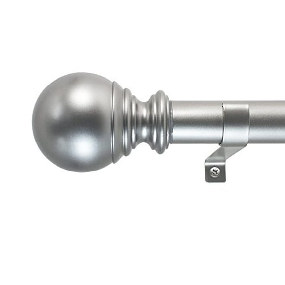 Decopolitan 1" Diameter Ball Telescoping Drapery Rod Set 18-36" Silver