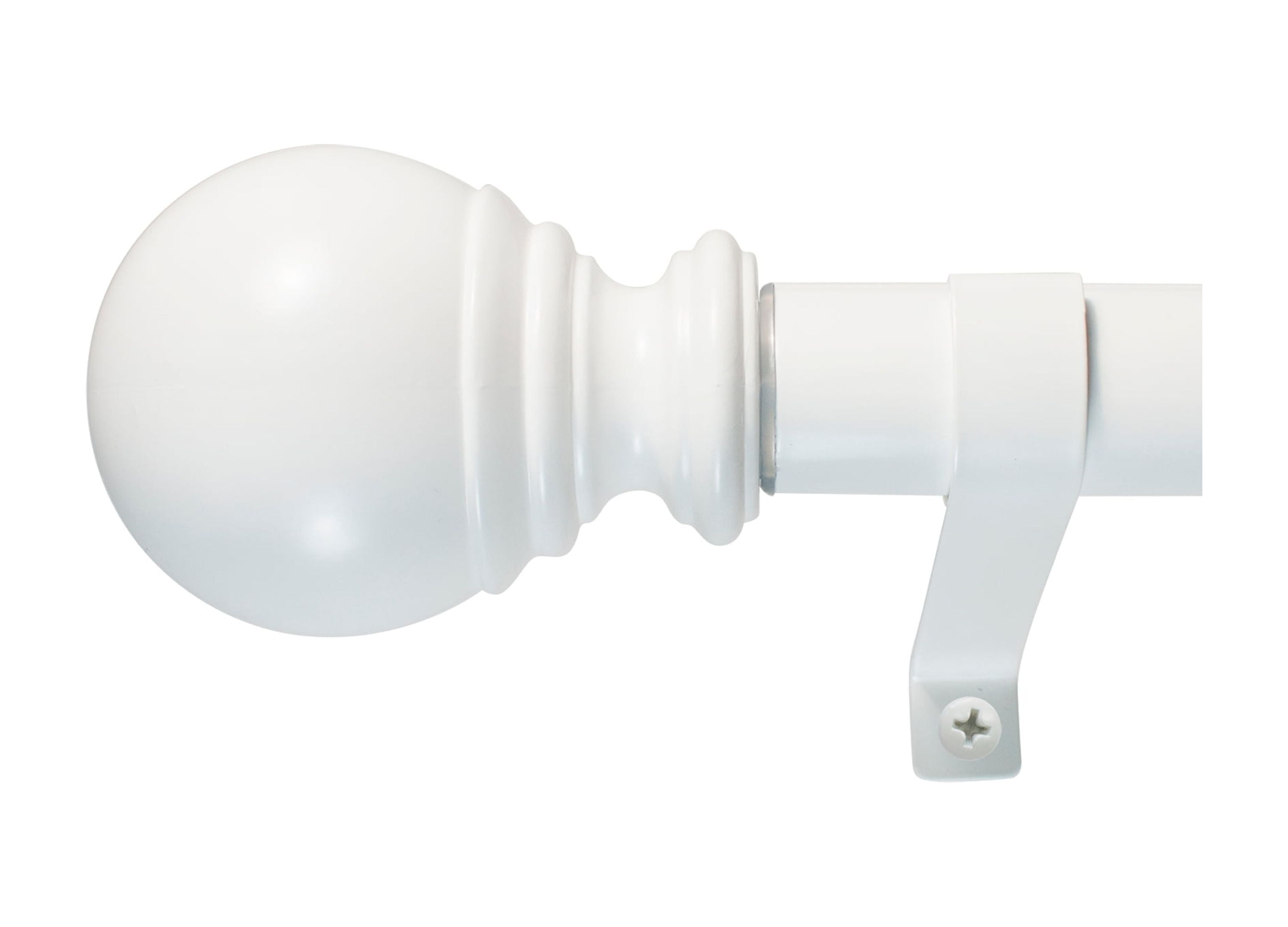 White Adjustable Metal Curtain Rod with Ball Finial, 18-36 Inches