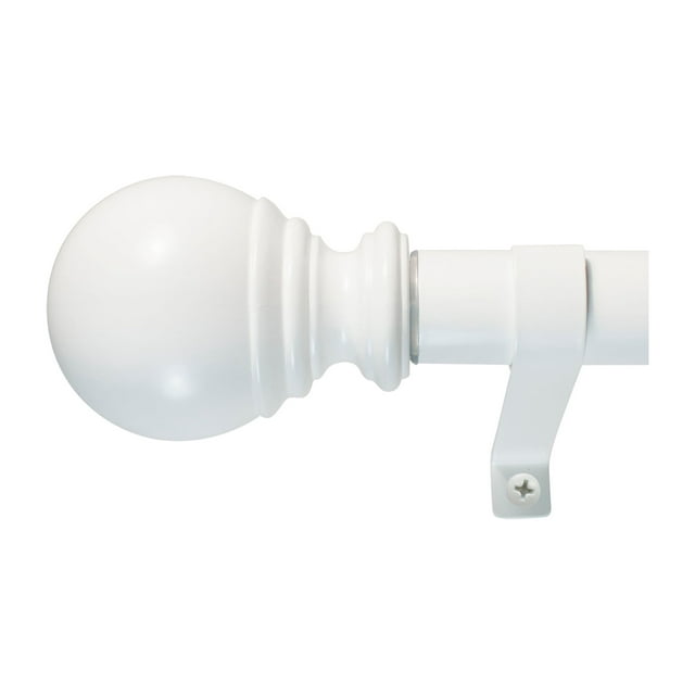 Decopolitan 1" Diameter Ball Telescoping Drapery Rod Set 18-36" White