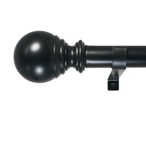 Decopolitan 1" Diameter Ball Telescoping Drapery Rod Set 36-72" Black