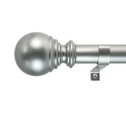 Decopolitan 1" Diameter Ball Telescoping Drapery Rod Set 36-72" Silver