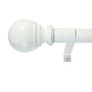 Decopolitan 1" Diameter Ball Telescoping Drapery Rod Set 36-72" White