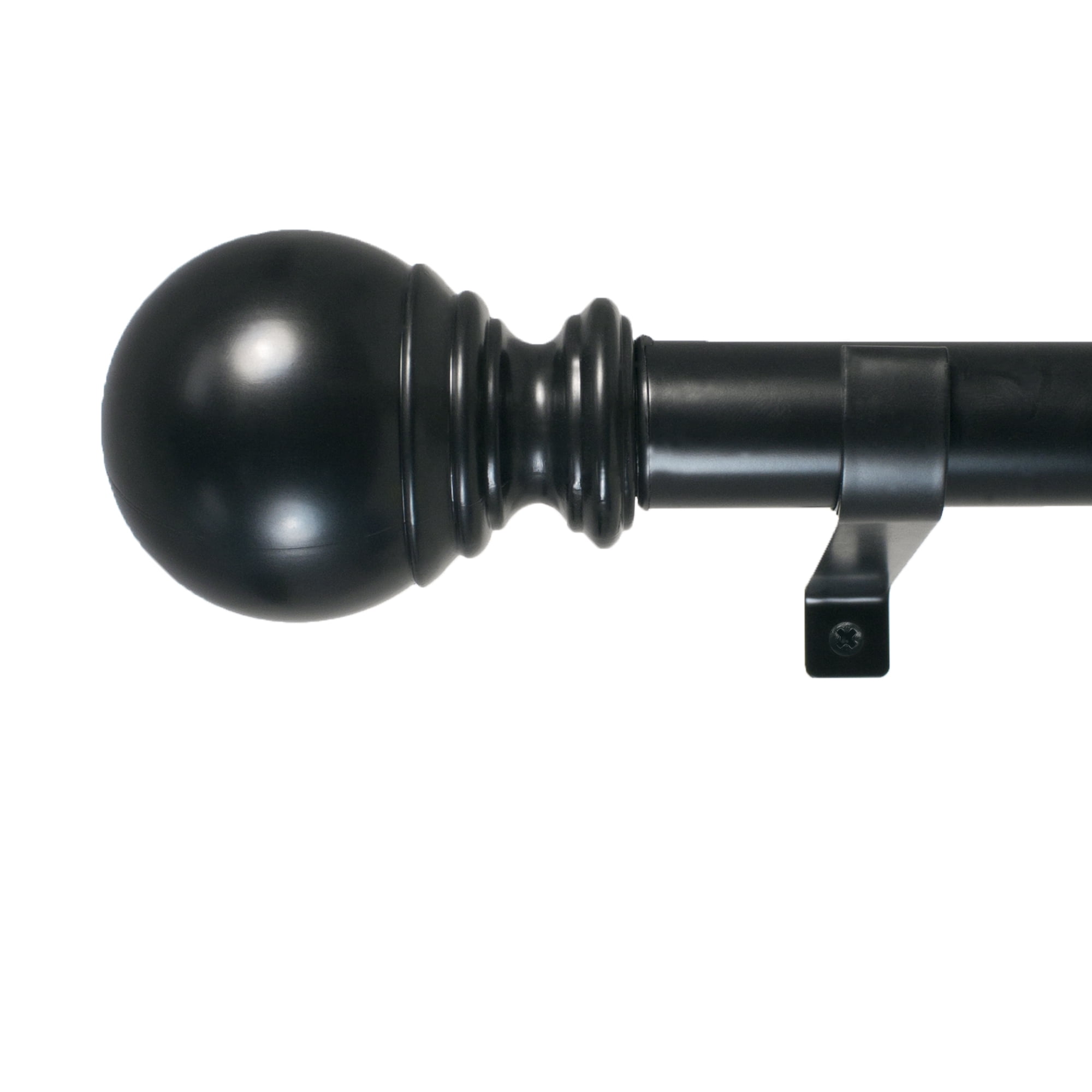 Black Metal Telescoping Curtain Rod with Ball Finials