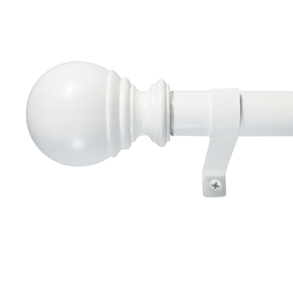 Decopolitan 1" Diameter Ball Telescoping Drapery Rod Set 72-144" White