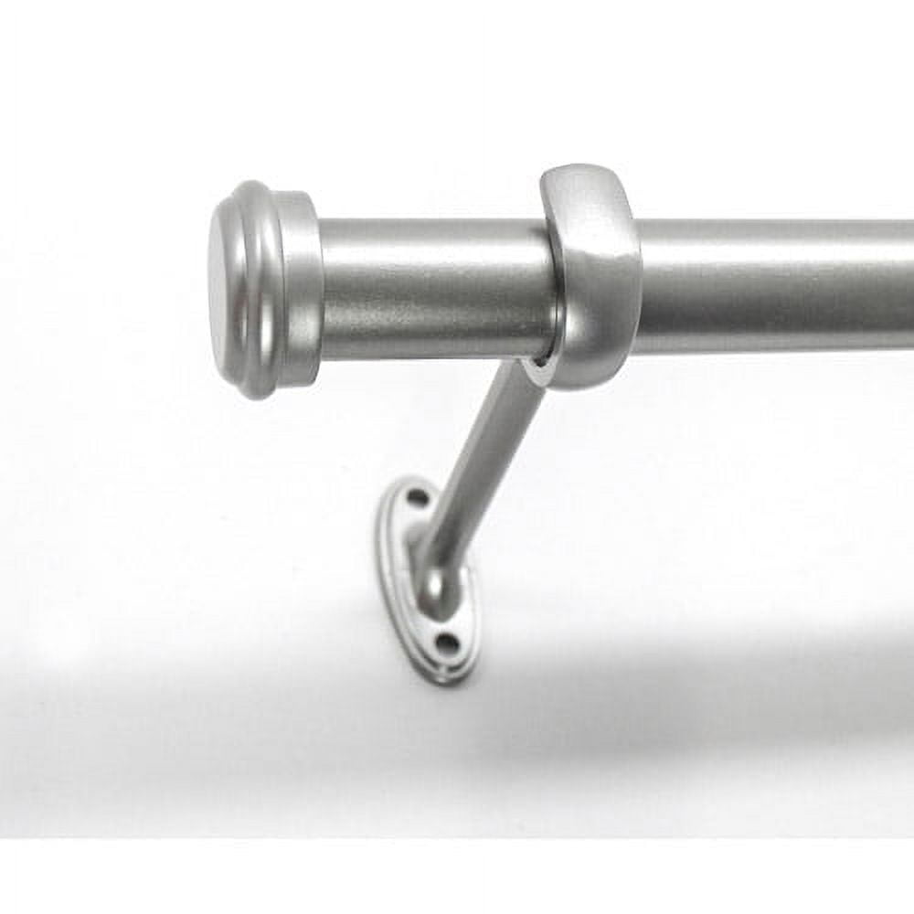 Nickel Adjustable Single Curtain Rod with Finial, 36-72 Inches
