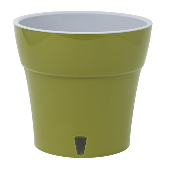 Decopots Plastic Round Modern Flower Pot with Drainage Planter, Olive Gray, 5.5"