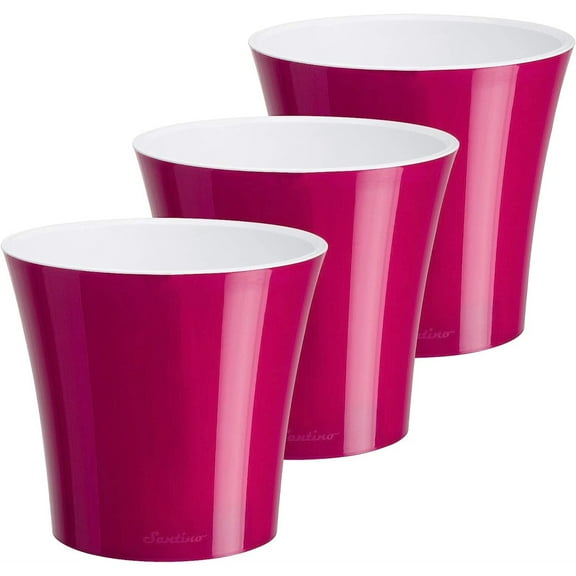 Decopots Plastic Round Modern Flower Pot with Drainage Planter, Purple White, 5.5" (Set of 3)