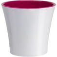thumbnail image 1 of Decopots Plastic Round Modern Flower Pot with Drainage Planter, White Purple, 6.5", 1 of 5