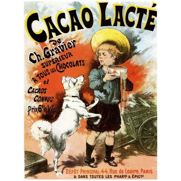 Decor Advertisement Poster. Cacao Lact_ . Fine Graphic Art Design Art. 16 x 24 Inch Poster