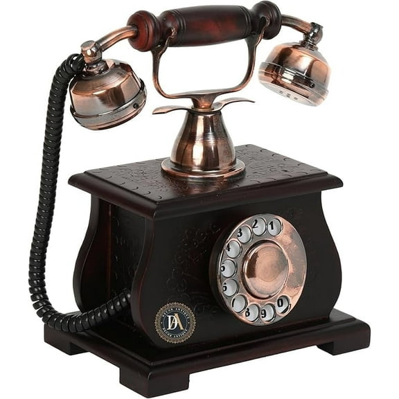 Decor Antique Brown Copper Antique Non Functional Telephone Table Top 1 Count