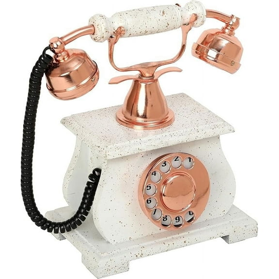 Decor Antique Decorative Telephone, 1 Count, Non-Working Phone, White Copper Finish