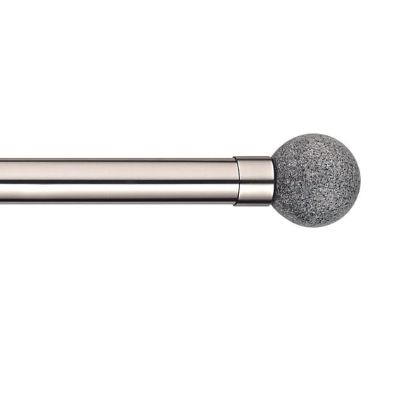 Decor Avenue Grey Stone Single Window Curtain Rod Set, 28 to 48-inch, Satin Nickle