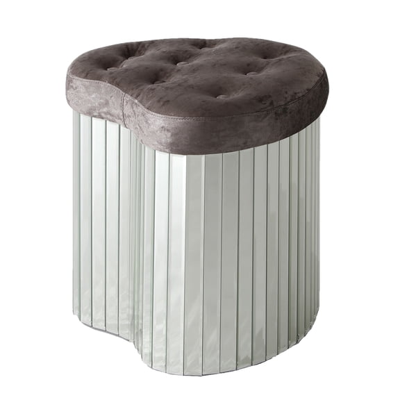 Decor Brownish Gray Heart Shape Velvet Upholstered Ottoman