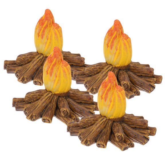 Tineasur 4Pcs Creative Resin Fake Campfire Decoration for Bonfire Birthday Party and Garden Setup