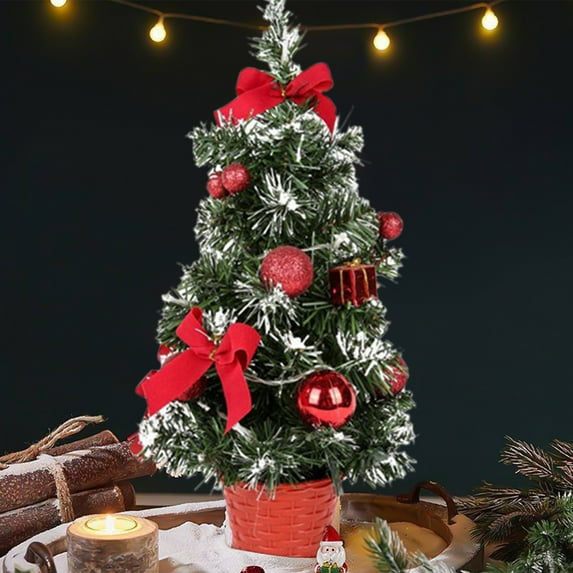 Decor Christmas Tree Xmas Tree Mini Artificial Christmas Trees Xmas Desktop Decoration Tree Set Tabletop Christmas Tree With LED Lights For Home Desk Party Decorations