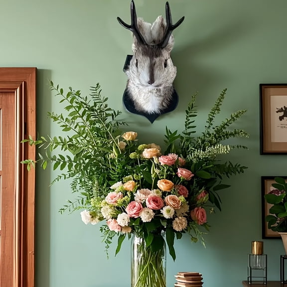 Decor Deer Head Animal Wall Mount, Taxidermy Mount Whimsical Deer Head Hanging Wall Art for Home Wall Decoration