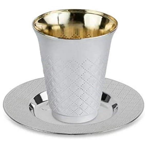 Decor Diamond wine Kiddush / kiddish Cup and Saucers Silver 5 oz: 5 Set/PK: 2 Pks