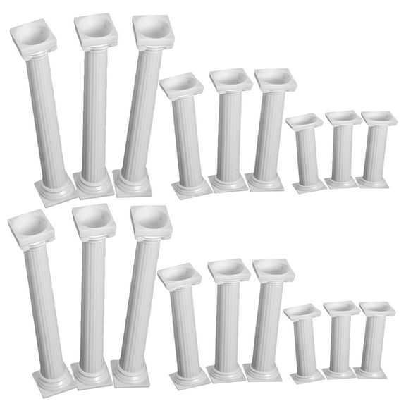 NIAIZEK White Plastic Roman Column Cake Stand for Weddings, 24 Pieces, 3 Inch Height, Party Decoration