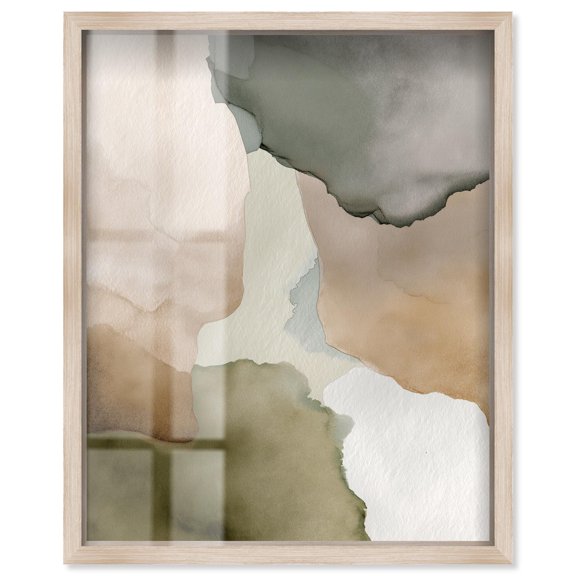 Aqueous Earth on Beige IV Shadowbox Print Nature Decor by Art Remedy, Blonde Frame, 24 x 30
