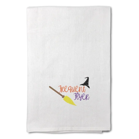 Decor Flour Kitchen Towels Frequent Flyer With Halloween Hat Halloween White