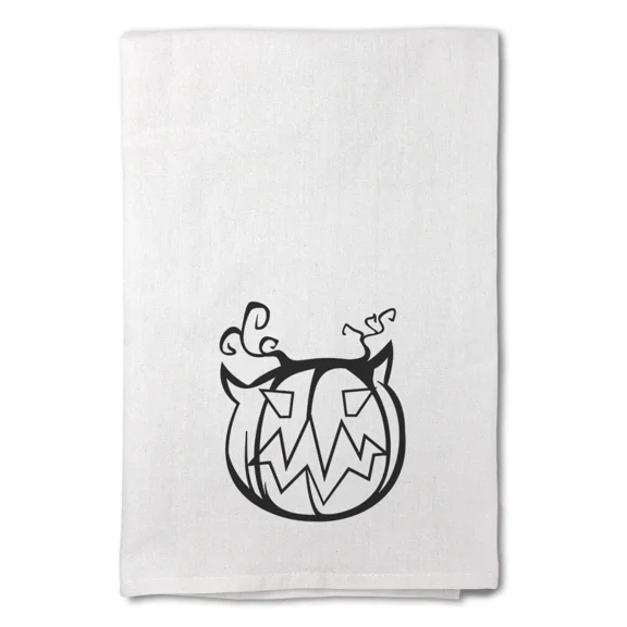 Decor Flour Kitchen Towels Halloween Pumpkin Cleaning Supplies Dish Towels White