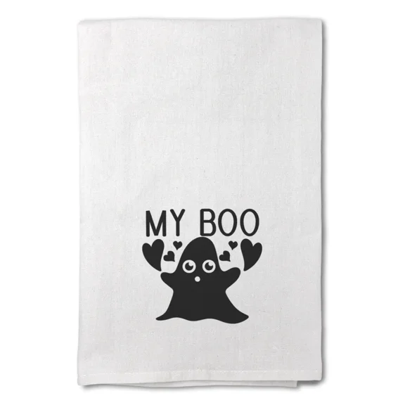 Decor Flour Kitchen Towels My Boo Halloween Cleaning Supplies Dish Towels White