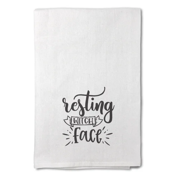 Decor Flour Kitchen Towels Resting Witch Face Style B Halloween White