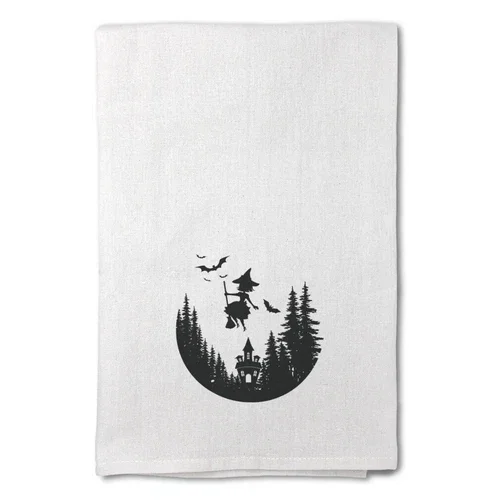 Decor Flour Kitchen Towels Spooky Halloween Cleaning Supplies Dish Towels White