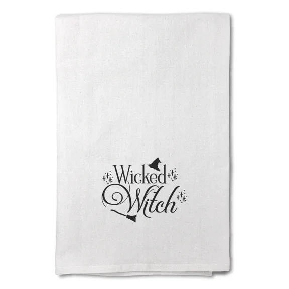 Decor Flour Kitchen Towels Wicked Witch Halloween Cleaning Supplies Dish Towels