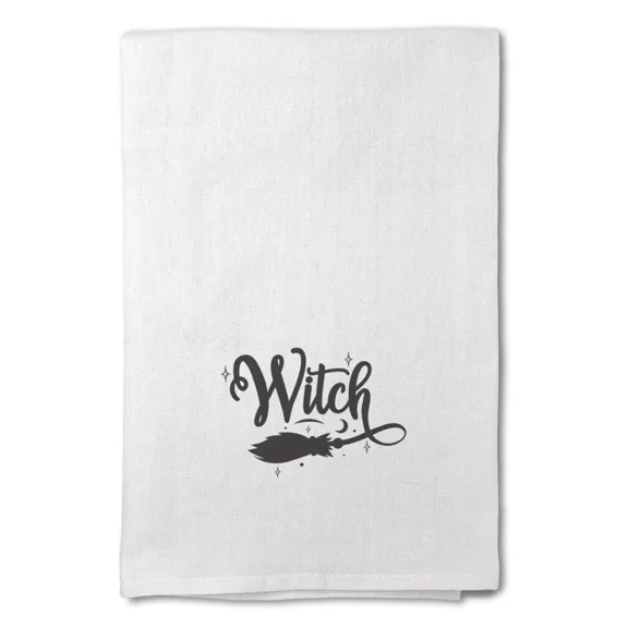 Decor Flour Kitchen Towels Witch Halloween Cleaning Supplies Dish Towels White