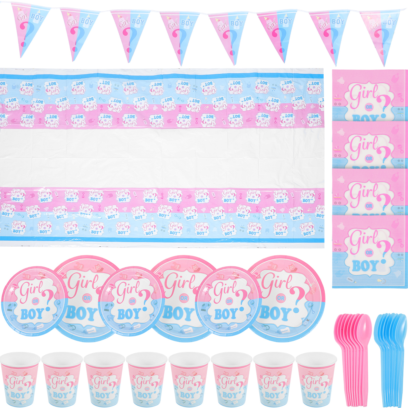 Decor Gender Reveal Table Cloth Boy or Girl Tablecloth Gender Reveal