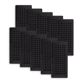 Decor Grates (10-Pack) 4x10 Plastic Floor Register Vent Cover, Adjustable Airflow Control, Textured Black (PL410ZIP-BLK)