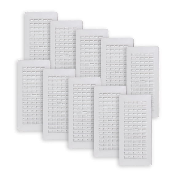 Decor Grates (10-Pack) 4x10 Plastic Floor Register Vent Cover, Adjustable Airflow Control, Textured White (PL410ZIP-WH)