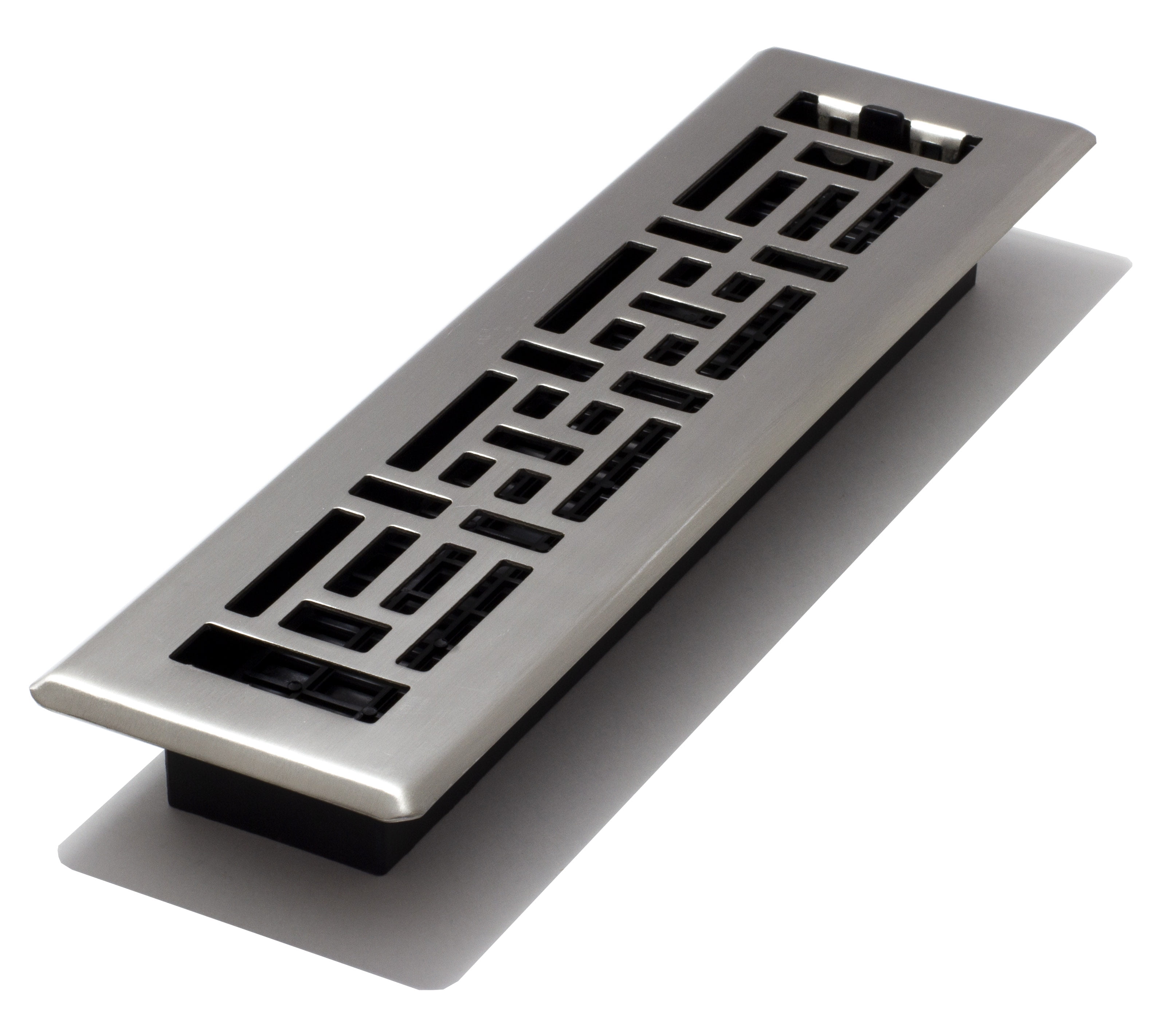 Brushed Nickel 2" x 12" Oriental Design Floor Register