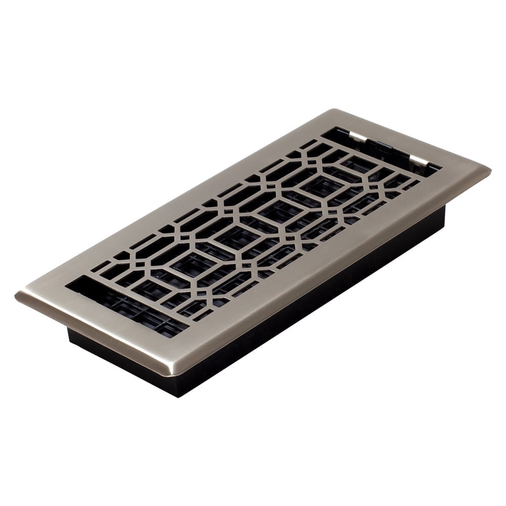 Decor Grates 4x10 New Gothic Floor Register Vent Cover, Adjustable Airflow Control, Brushed Nickel (NGH410-NKL)