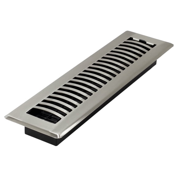 Decor Grates 2x12 Louvered Steel HVAC Floor Register Vent Cover, Adjustable Airflow Control, Brushed Nickel, 1 Pack