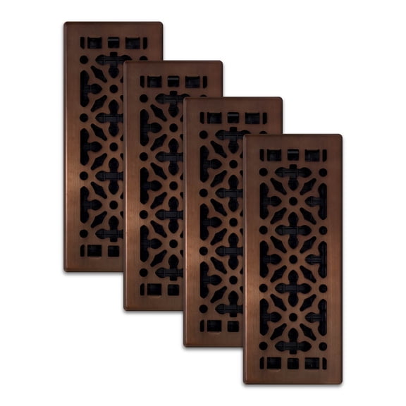 Decor Grates (4-Pack) AGH412-RB Gothic Floor Register, 4x12 Inches, Rubbed Bronze Finish