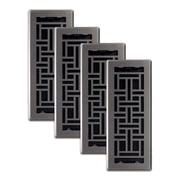 Decor Grates 4-Pack 4x12 Artisan Steel HVAC Floor Register Vent Cover, Adjustable Airflow Control, Gun Metal