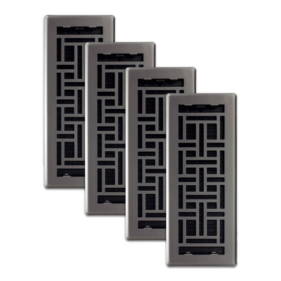 Decor Grates (4-Pack) AJH412-GM Oriental Floor Register, 4x12 Inches, Gun Metal Finish
