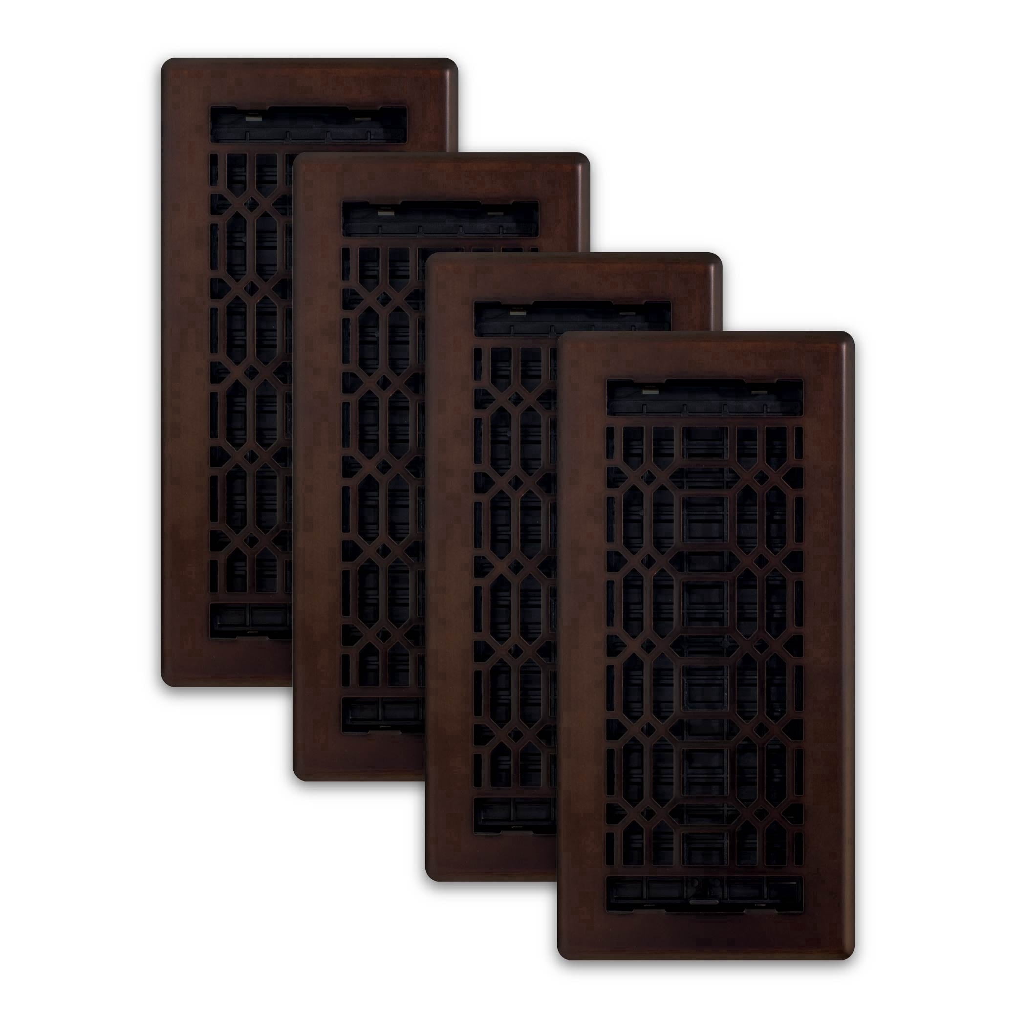 Decor Grates (4-Pack) 4x10 New Gothic Floor Register Vent Cover, Adjustable Airflow Control, Rubbed Bronze (NGH410-RB)